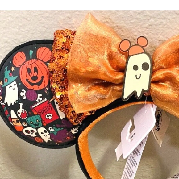 NWT Disney Parks Minnie Halloween Ghost Bow Ears Headband - Picture 4 of 4